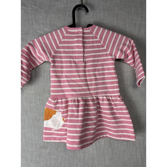 Baby Boden Pink Stripe Guinea Pig Appliqué Sweatshirt Dress 6-9M Long Sleeve - Picture 6 of 6